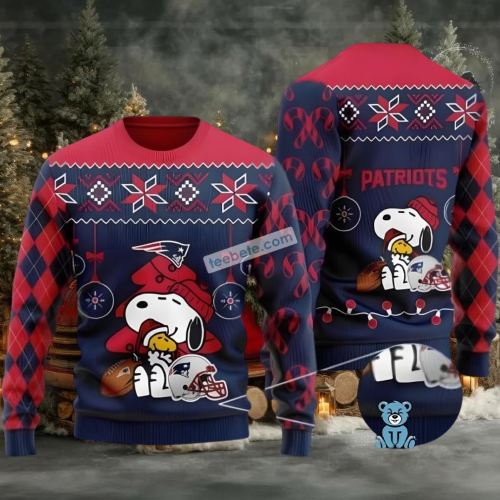 New England Patriots Snoopy Woodstock Santa Ugly Sweater Party Blue Red New England Patriots Snoopy Woodstock Santa Ugly Sweater Party Blue Red