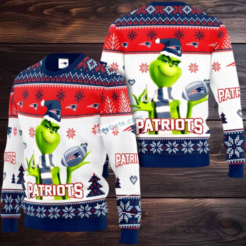 New England Patriots The Grinch Ugly Christmas Sweatshirt Womens White Blue New England Patriots The Grinch Ugly Christmas Sweatshirt Womens White Blue