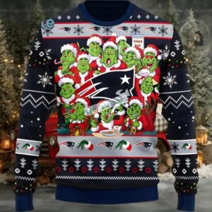 New England Patriots The Grinch Xmas Day Vintage Ugly Christmas Sweaters Black