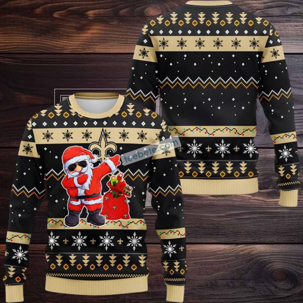 New Orleans Saints Dabbing Santa Claus Ugly Xmas Sweater Party Yellow Black New Orleans Saints Dabbing Santa Claus Ugly Xmas Sweater Party Yellow Black