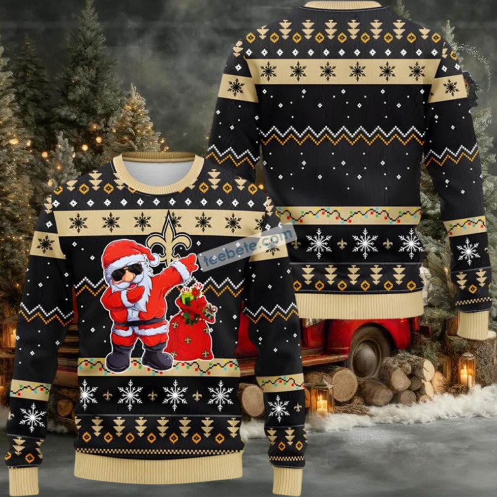 New Orleans Saints Dabbing Santa Claus Ugly Xmas Sweater Party Yellow Black New Orleans Saints Dabbing Santa Claus Ugly Xmas Sweater Party Yellow Black