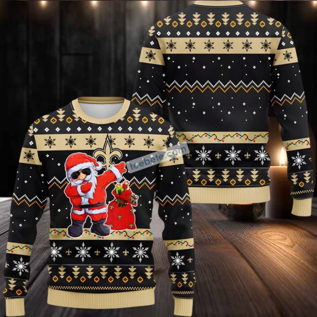 New Orleans Saints Dabbing Santa Claus Ugly Xmas Sweater Party Yellow Black New Orleans Saints Dabbing Santa Claus Ugly Xmas Sweater Party Yellow Black