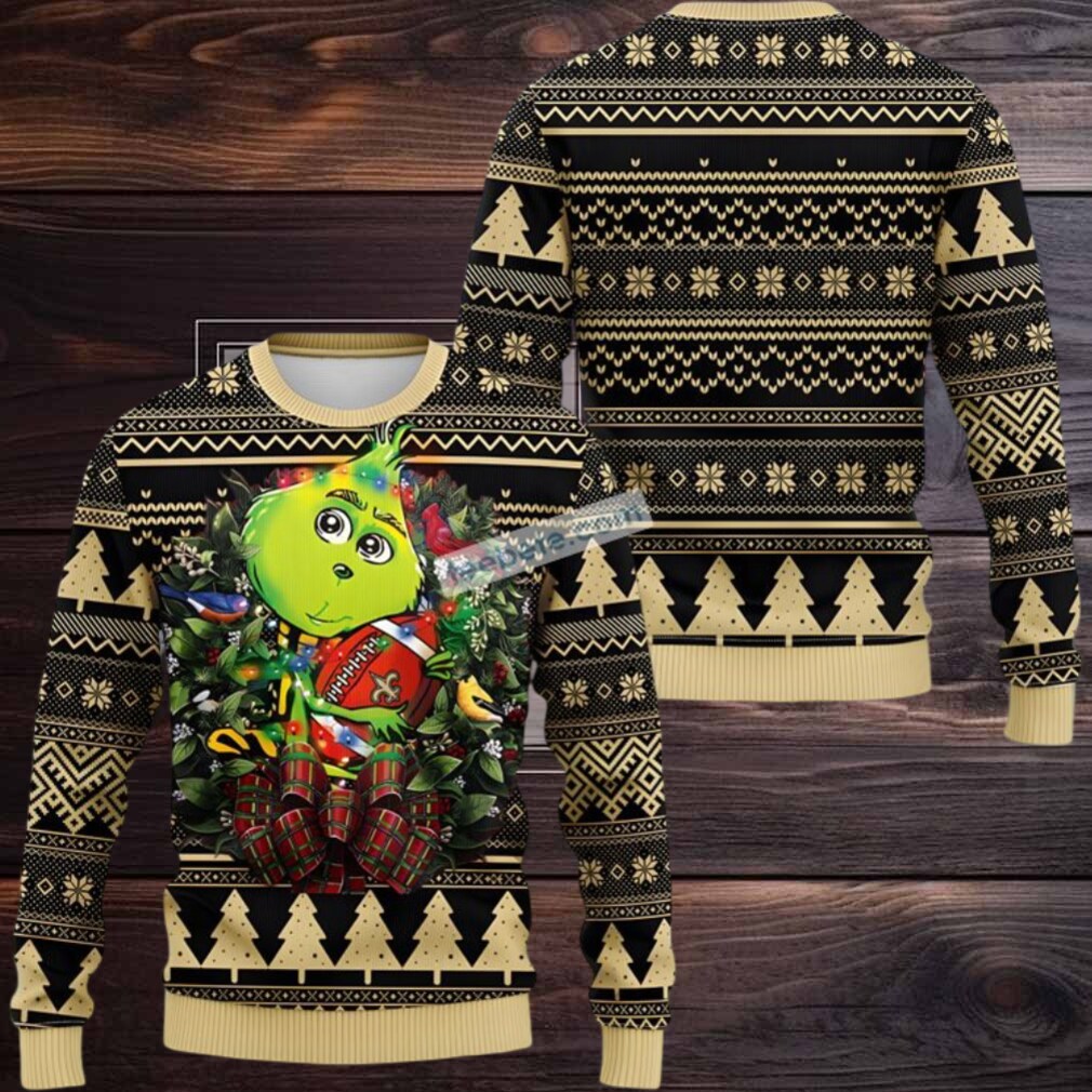 New Orleans Saints Grinch Hug Ugly Christmas Sweatshirt Womens Yellow Black New Orleans Saints Grinch Hug Ugly Christmas Sweatshirt Womens Yellow Black
