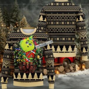 New Orleans Saints Grinch Hug Ugly Christmas Sweatshirt Womens Yellow Black