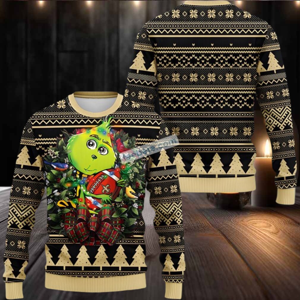 New Orleans Saints Grinch Hug Ugly Christmas Sweatshirt Womens Yellow Black New Orleans Saints Grinch Hug Ugly Christmas Sweatshirt Womens Yellow Black