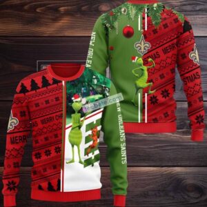New Orleans Saints Grinch Scooby Doo Ugly Christmas Sweater Green Red Vacation New Orleans Saints Grinch Scooby Doo Ugly Christmas Sweater Green Red Vacation