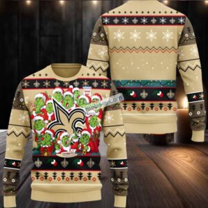 New Orleans Saints Grinch Ugly Sweaters For Couples Yellow