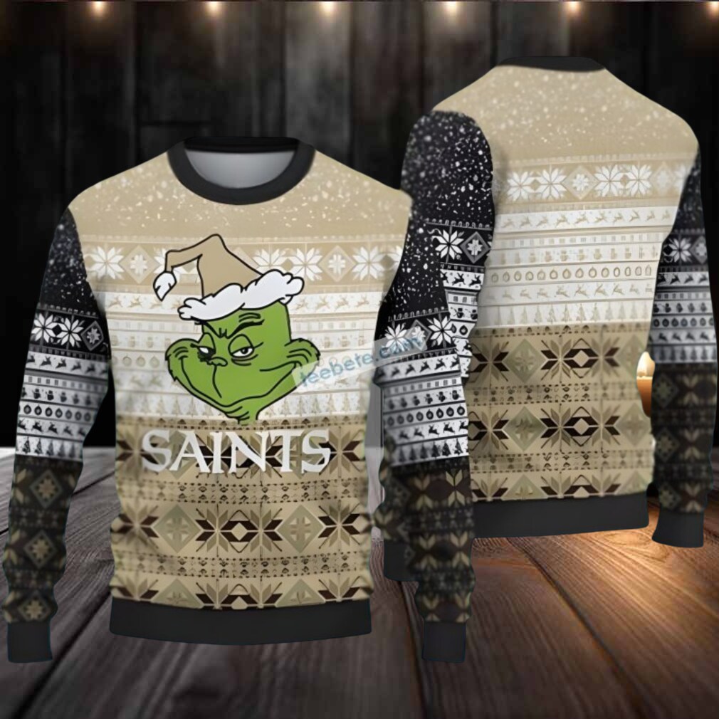New Orleans Saints Grinch Ugly Xmas Sweater Womens Yellow Black New Orleans Saints Grinch Ugly Xmas Sweater Womens Yellow Black
