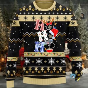 New Orleans Saints Mickey Mouse Hohoho Ugly Christmas Sweaters Black Couples
