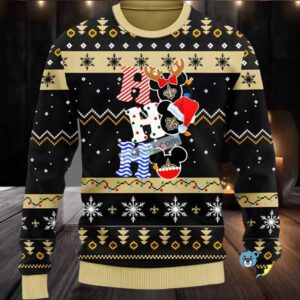 New Orleans Saints Mickey Mouse Hohoho Ugly Christmas Sweaters Black Couples