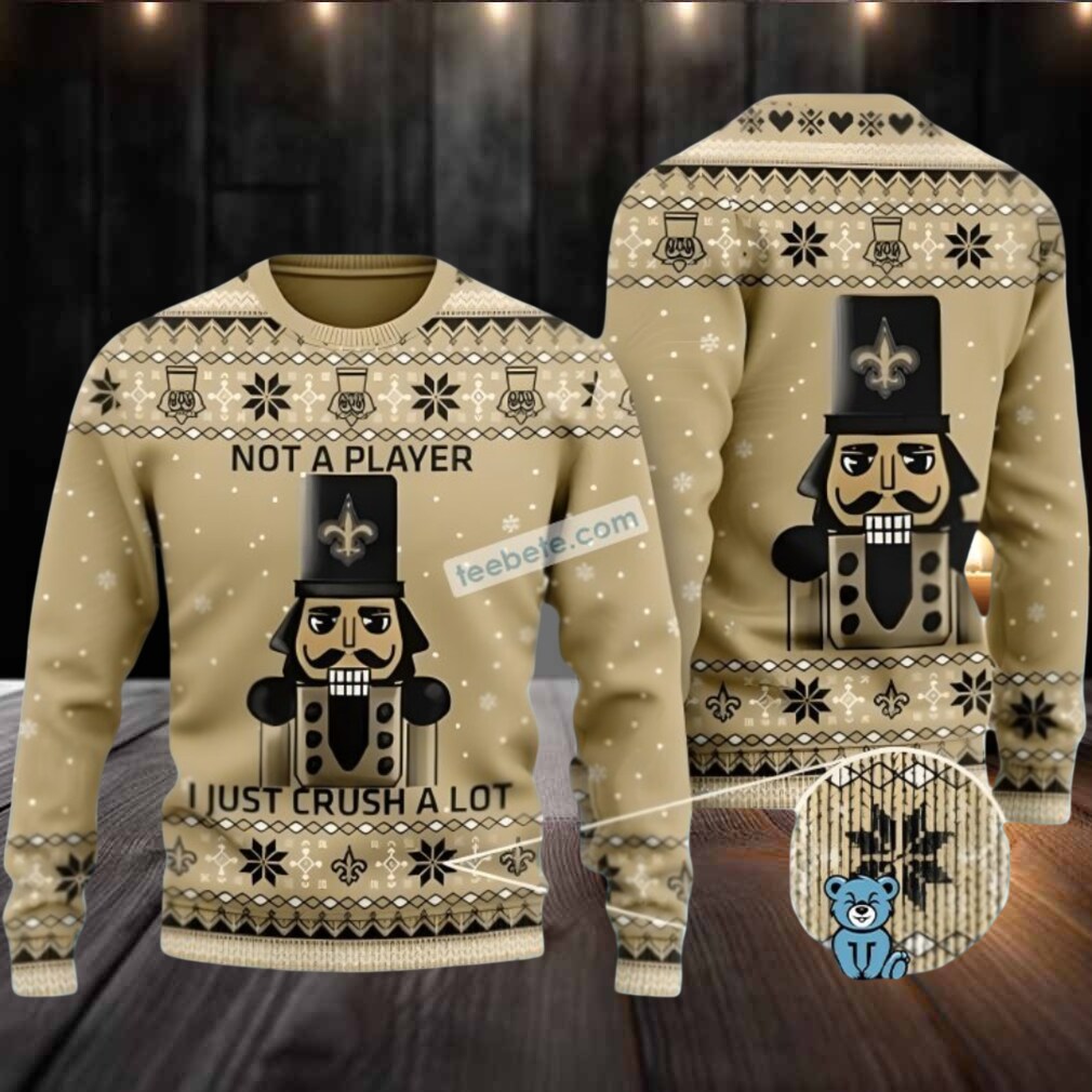 New Orleans Saints Nutcracker Not A Player Ugly Sweater Yellow Naughty New Orleans Saints Nutcracker Not A Player Ugly Sweater Yellow Naughty