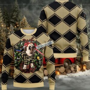 New Orleans Saints Pub Dog Xmas Ugly Christmas Sweatshirt Yellow Black