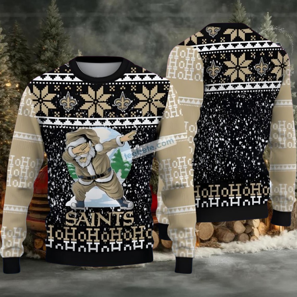 New Orleans Saints Santa Claus Ho Ho Ho Ugly Xmas Sweater Womens Yellow Black New Orleans Saints Santa Claus Ho Ho Ho Ugly Xmas Sweater Womens Yellow Black