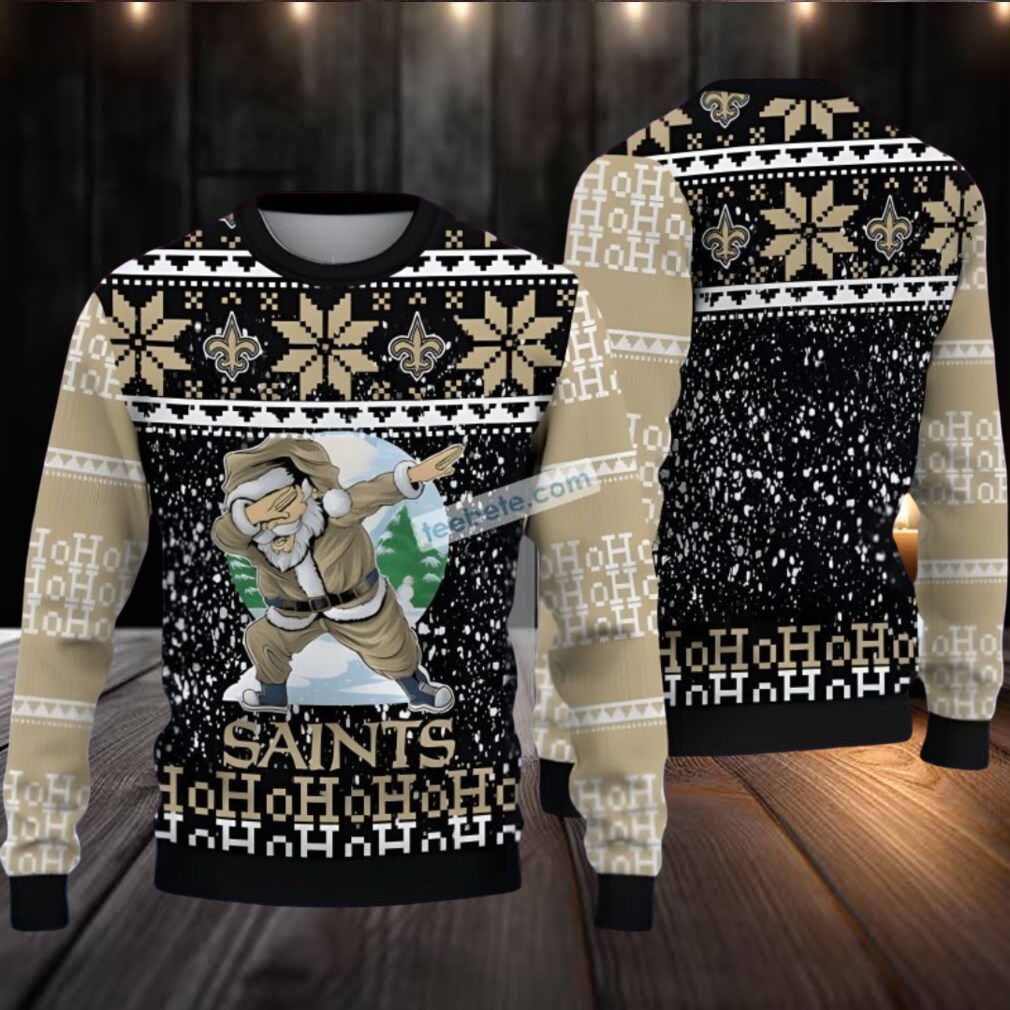 New Orleans Saints Santa Claus Ho Ho Ho Ugly Xmas Sweater Womens Yellow Black New Orleans Saints Santa Claus Ho Ho Ho Ugly Xmas Sweater Womens Yellow Black