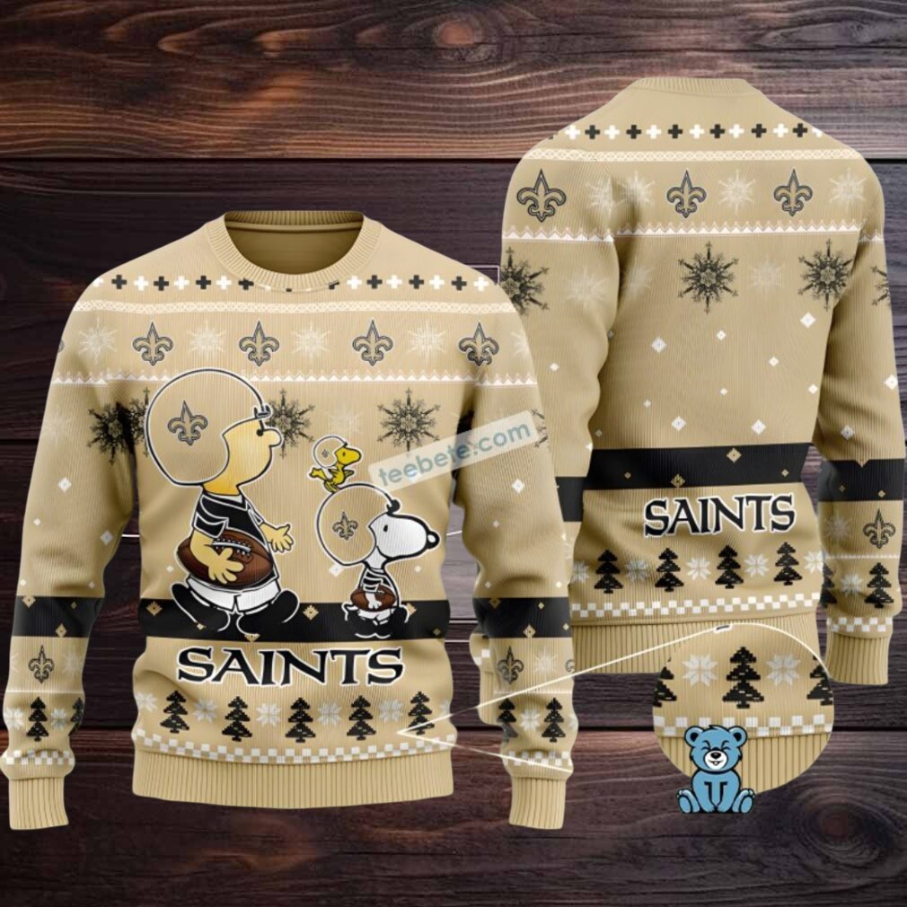 New Orleans Saints Snoopy Woodstock Charlie Brown Ugly Sweaters Christmas Yellow New Orleans Saints Snoopy Woodstock Charlie Brown Ugly Sweaters Christmas Yellow