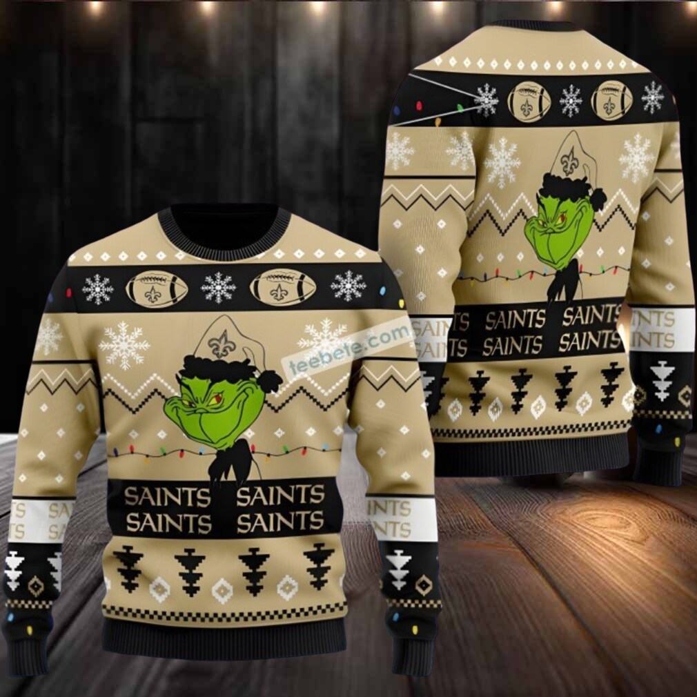 New Orleans Saints The Grinch Ugly Christmas Sweater Ladies Yellow Black New Orleans Saints The Grinch Ugly Christmas Sweater Ladies Yellow Black