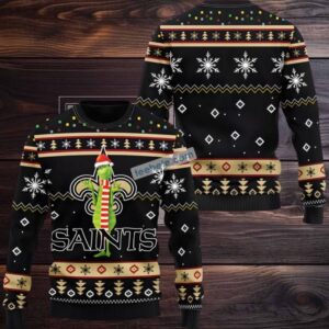 New Orleans Saints The Grinch Ugly Xmas Sweater Black