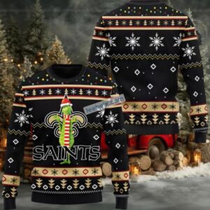 New Orleans Saints The Grinch Ugly Xmas Sweater Black