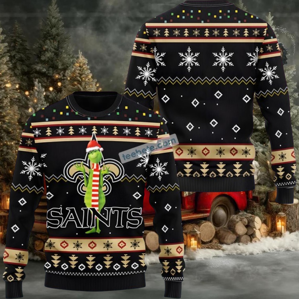 New Orleans Saints The Grinch Ugly Xmas Sweater Black New Orleans Saints The Grinch Ugly Xmas Sweater Black