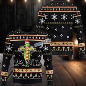 New Orleans Saints The Grinch Ugly Xmas Sweater Black