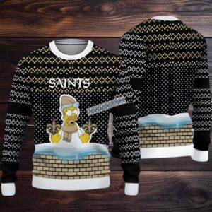 New Orleans Saints The Simpsons Ugly Sweaters For Christmas Black Mens