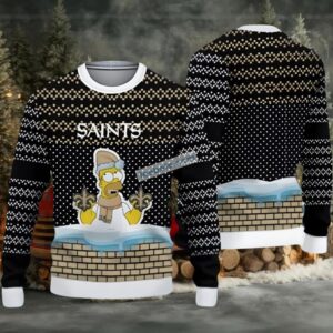 New Orleans Saints The Simpsons Ugly Sweaters For Christmas Black Mens