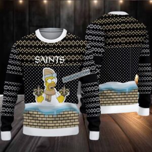 New Orleans Saints The Simpsons Ugly Sweaters For Christmas Black Mens