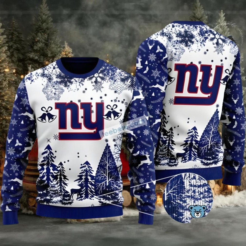 New York Giants Christmas Belll Ugly Christmas Sweater Plus Size Blue New York Giants Christmas Belll Ugly Christmas Sweater Plus Size Blue