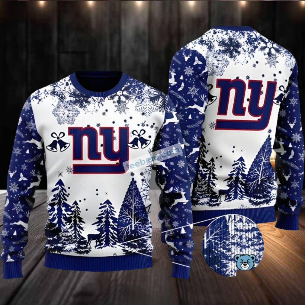 New York Giants Christmas Belll Ugly Christmas Sweater Plus Size Blue New York Giants Christmas Belll Ugly Christmas Sweater Plus Size Blue