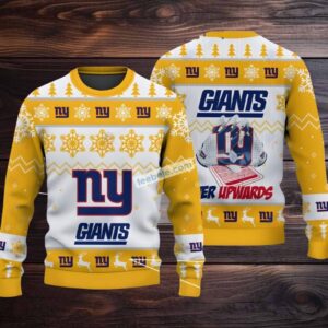 New York Giants Ever Upwards Ugly Christmas Sweater Yellow Womens