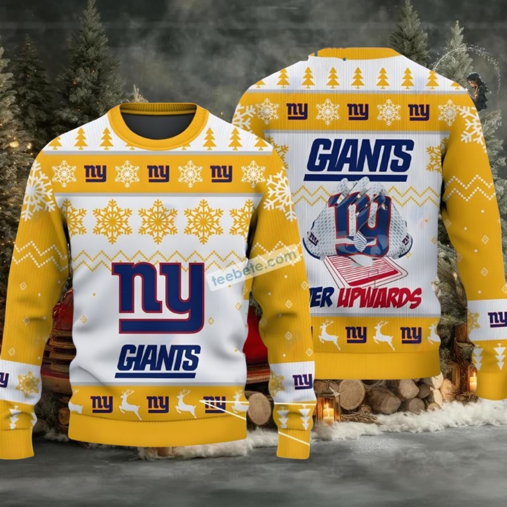 New York Giants Ever Upwards Ugly Christmas Sweater Yellow Womens New York Giants Ever Upwards Ugly Christmas Sweater Yellow Womens
