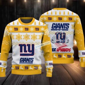 New York Giants Ever Upwards Ugly Christmas Sweater Yellow Womens