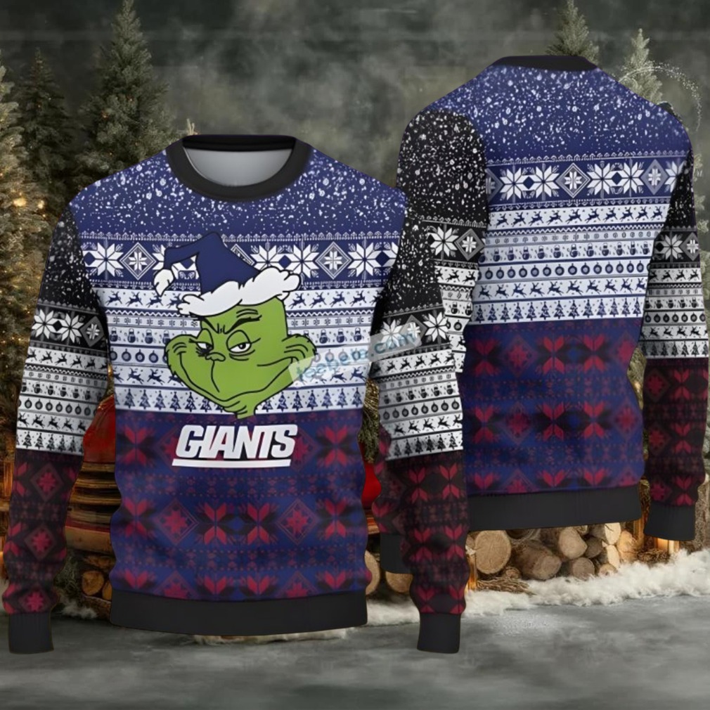 New York Giants Grinch Xmas Ugly Christmas Sweater Ladies Blue Black New York Giants Grinch Xmas Ugly Christmas Sweater Ladies Blue Black
