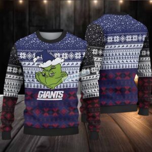 New York Giants Grinch Xmas Ugly Christmas Sweater Ladies Blue Black