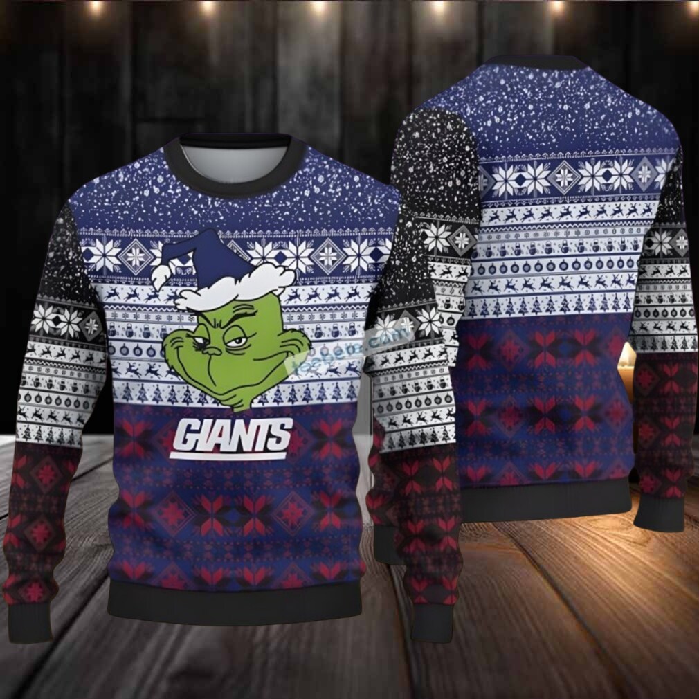 New York Giants Grinch Xmas Ugly Christmas Sweater Ladies Blue Black New York Giants Grinch Xmas Ugly Christmas Sweater Ladies Blue Black