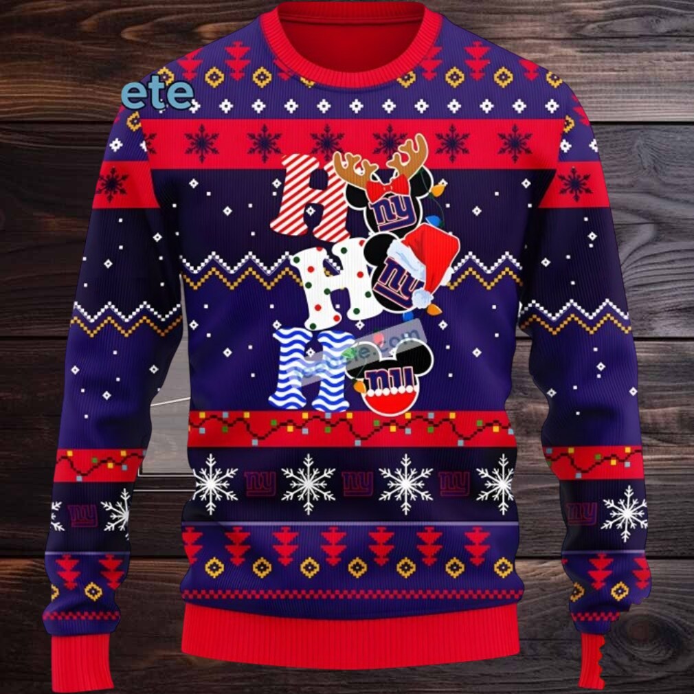 New York Giants Hohoho Mickey Mouse Best Ugly Christmas Sweaters Blue New York Giants Hohoho Mickey Mouse Best Ugly Christmas Sweaters Blue