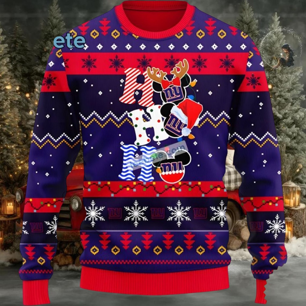 New York Giants Hohoho Mickey Mouse Best Ugly Christmas Sweaters Blue New York Giants Hohoho Mickey Mouse Best Ugly Christmas Sweaters Blue