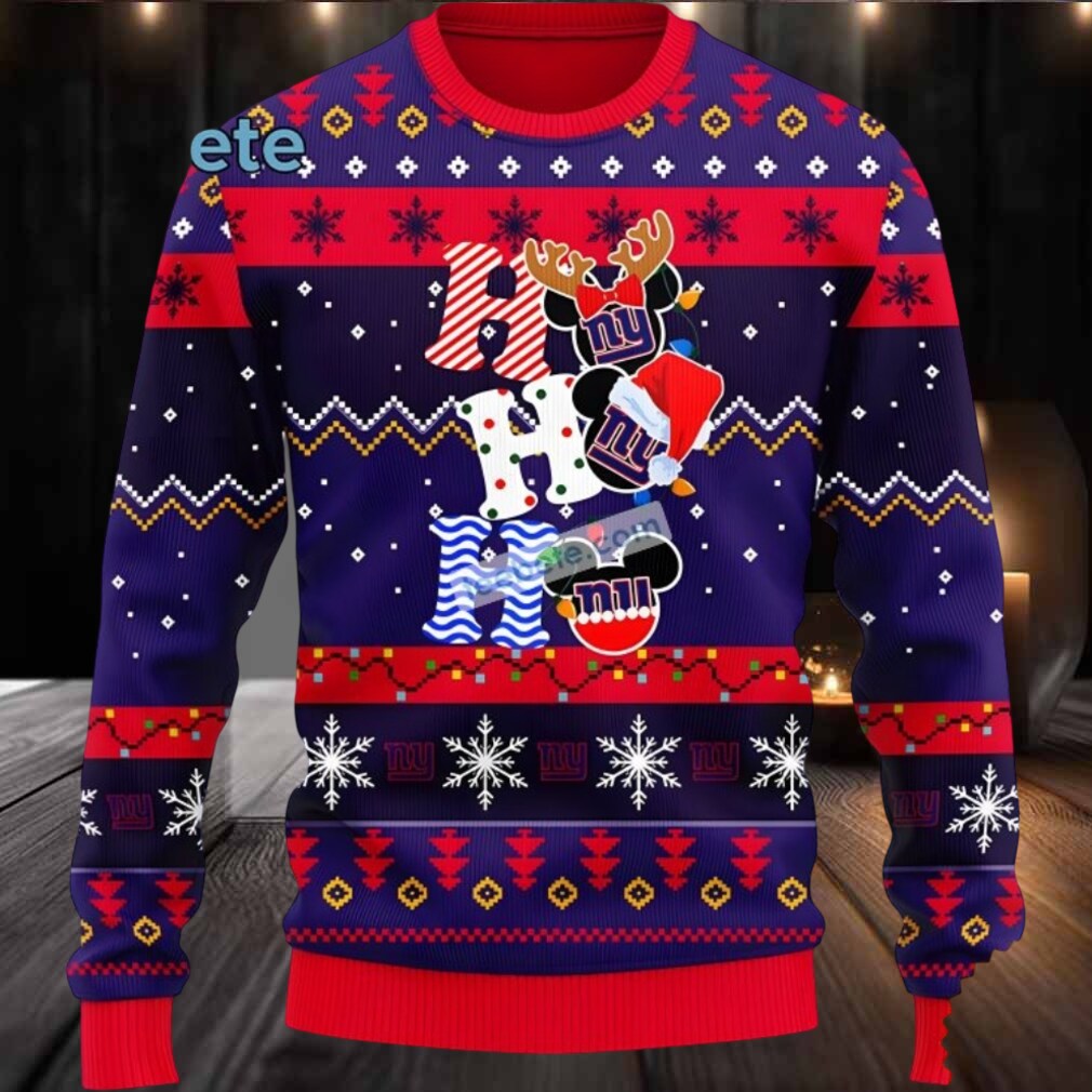 New York Giants Hohoho Mickey Mouse Best Ugly Christmas Sweaters Blue New York Giants Hohoho Mickey Mouse Best Ugly Christmas Sweaters Blue