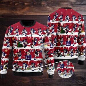 New York Giants Mickey Mouse Disney Ugly Christmas Sweater Red Funny
