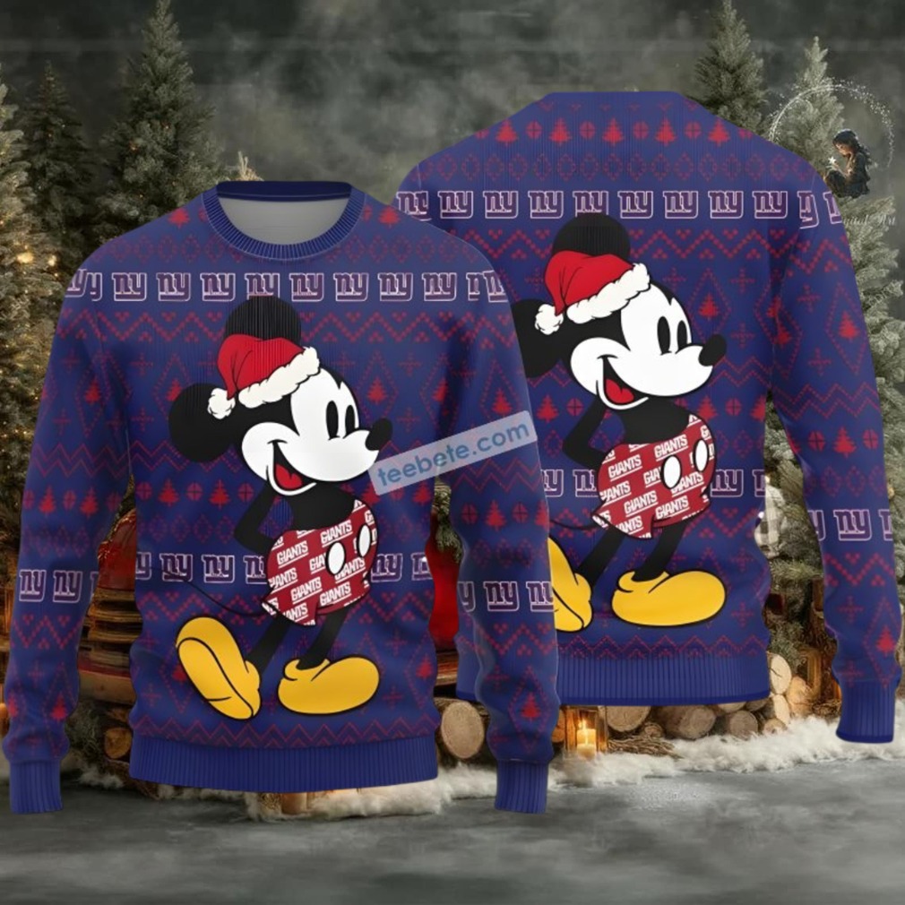 New York Giants Mickey Mouse Ugly Cardigan Christmas Blue New York Giants Mickey Mouse Ugly Cardigan Christmas Blue