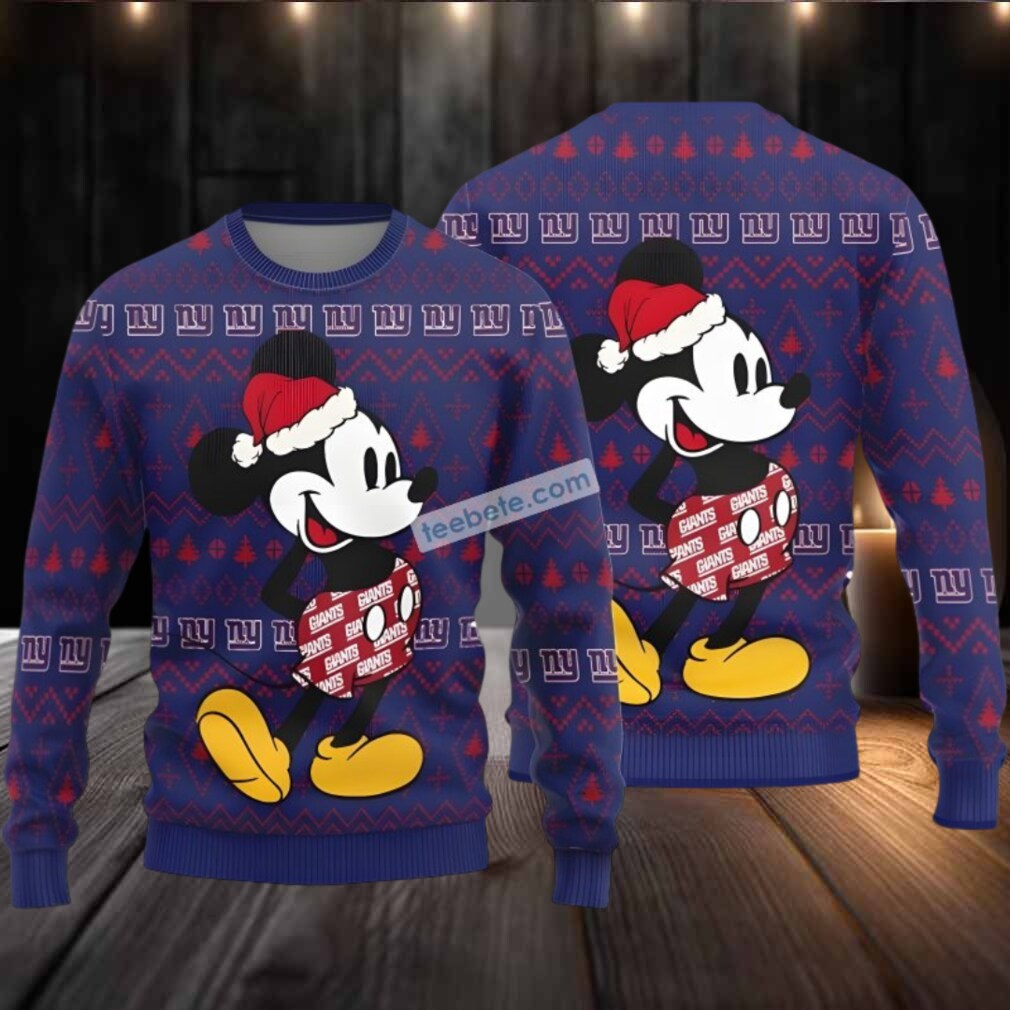 New York Giants Mickey Mouse Ugly Cardigan Christmas Blue New York Giants Mickey Mouse Ugly Cardigan Christmas Blue