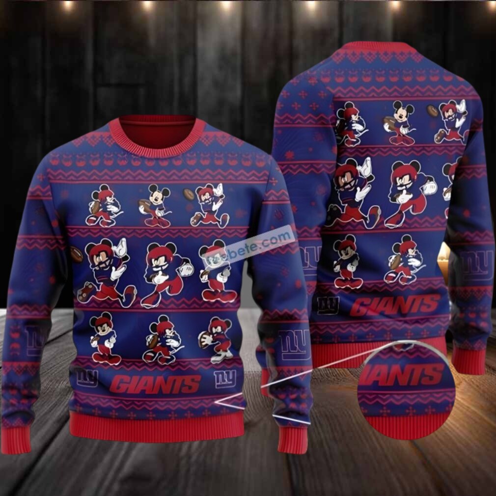 New York Giants Mickey Mouse Ugly Xmas Sweater Womens Blue Red New York Giants Mickey Mouse Ugly Xmas Sweater Womens Blue Red