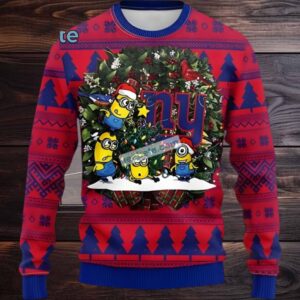 New York Giants Minion Christmas Ugly Christmas Sweatshirt Blue Red