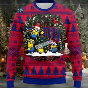 New York Giants Minion Christmas Ugly Christmas Sweatshirt Blue Red