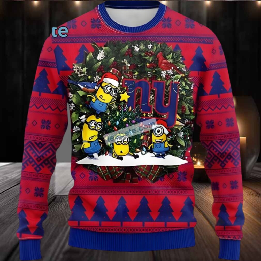 New York Giants Minion Christmas Ugly Christmas Sweatshirt Blue Red New York Giants Minion Christmas Ugly Christmas Sweatshirt Blue Red