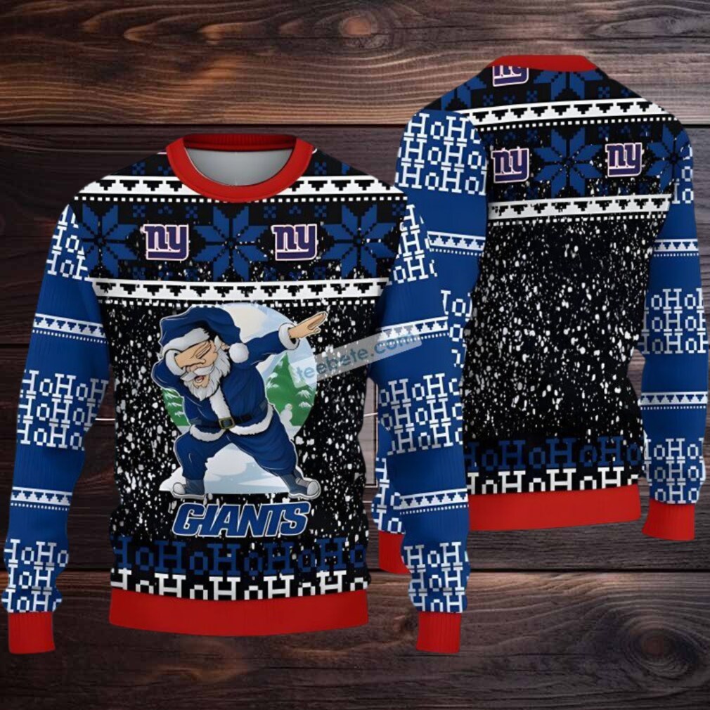New York Giants Santa Claus Ho Ho Ho Ugly Christmas Sweatshirt Blue Black New York Giants Santa Claus Ho Ho Ho Ugly Christmas Sweatshirt Blue Black
