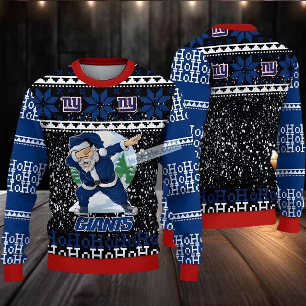 New York Giants Santa Claus Ho Ho Ho Ugly Christmas Sweatshirt Blue Black New York Giants Santa Claus Ho Ho Ho Ugly Christmas Sweatshirt Blue Black