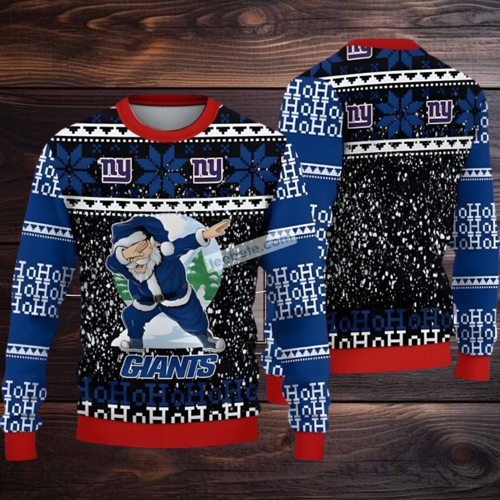New York Giants Santa Claus Ho Ho Ho Ugly Sweaters For Couples Blue Black New York Giants Santa Claus Ho Ho Ho Ugly Sweaters For Couples Blue Black