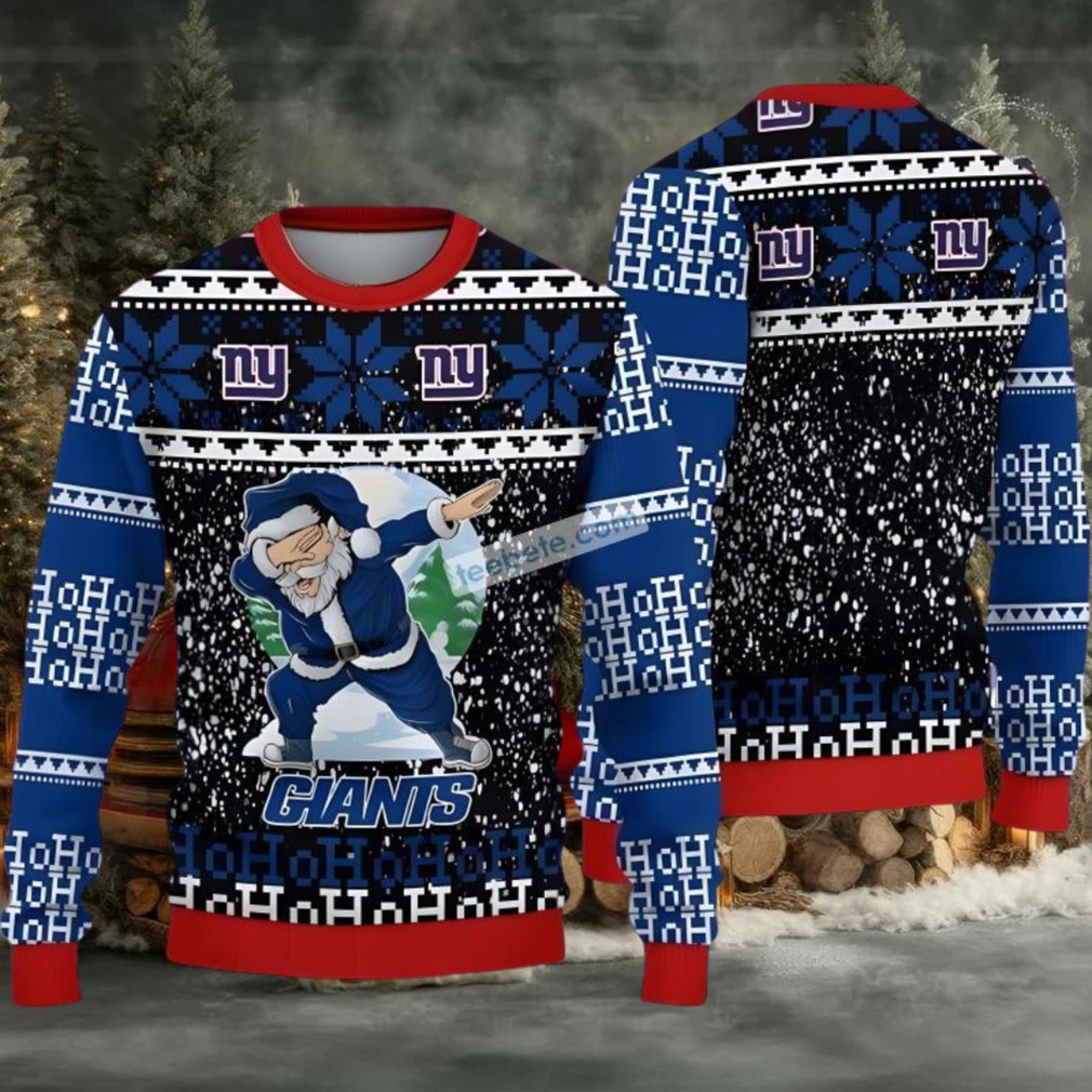 New York Giants Santa Claus Ho Ho Ho Ugly Sweaters For Couples Blue Black New York Giants Santa Claus Ho Ho Ho Ugly Sweaters For Couples Blue Black