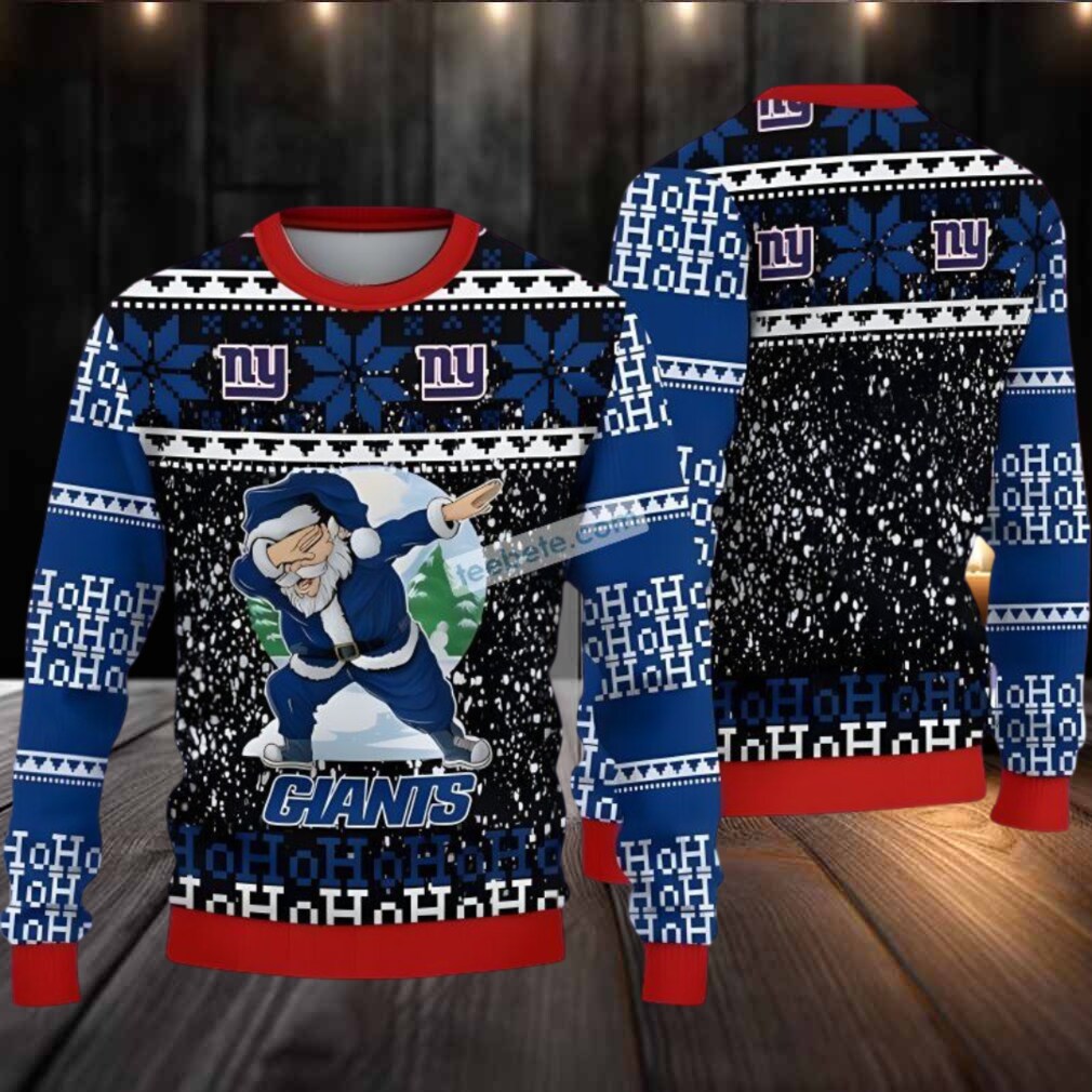 New York Giants Santa Claus Ho Ho Ho Ugly Sweaters For Couples Blue Black New York Giants Santa Claus Ho Ho Ho Ugly Sweaters For Couples Blue Black